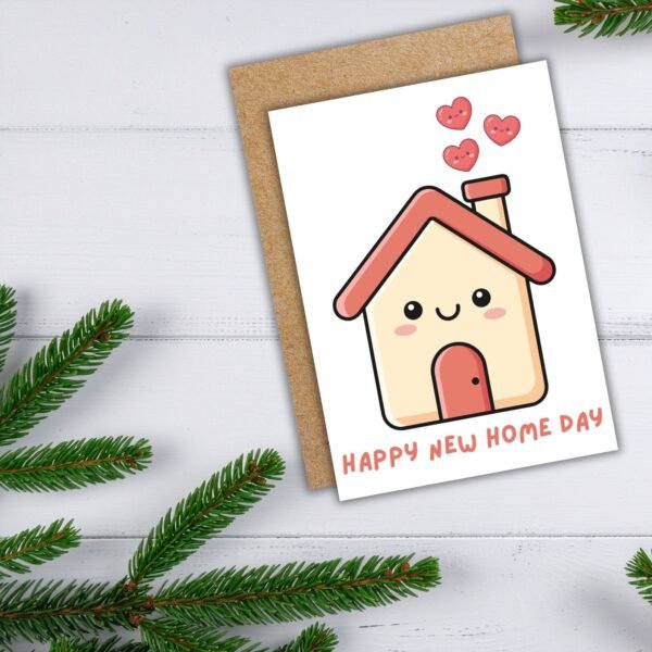 Happy new home Card (2) New Home Card - Cute Kawaii Smiling House
