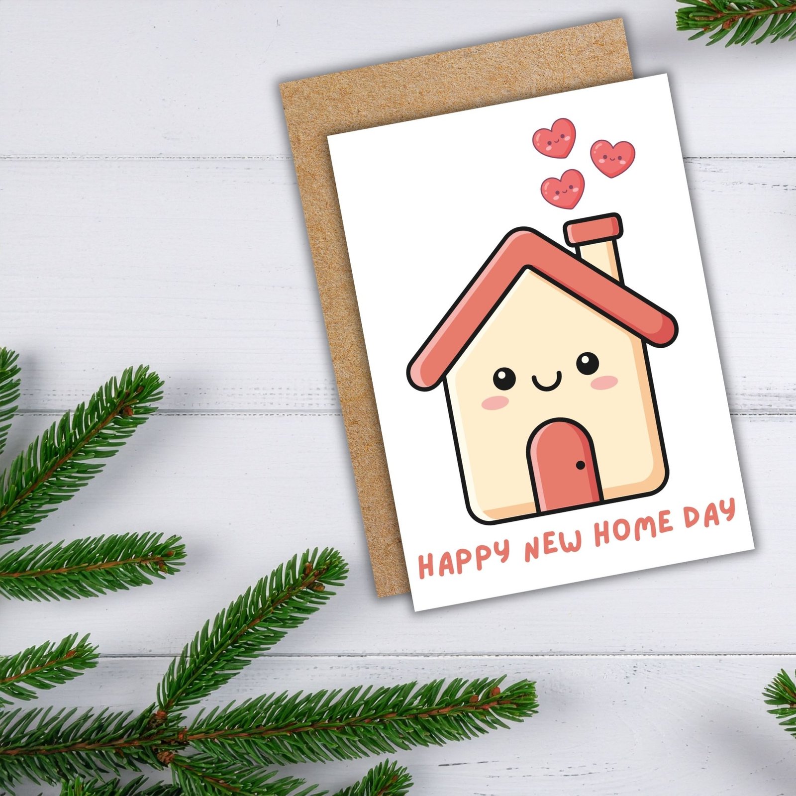 New Home Card - Cute Kawaii Smiling House - Image 3