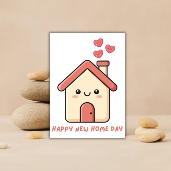 Happy new home Card (3) New Home Card - Cute Kawaii Smiling House