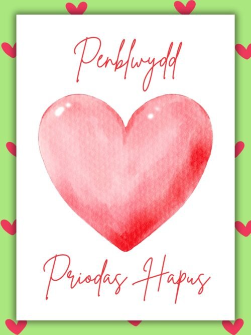 Penblwydd Priodas Hapus Welsh Language Anniversary Card - Heart