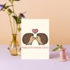 Penblwydd Priodas Hapus Welsh Language Anniversary Card - Cute Hedgehogs