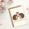 Penblwydd Priodas Hapus Welsh Language Anniversary Card - Cute Hedgehogs