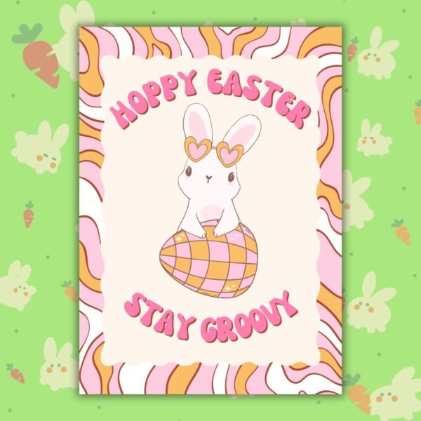 Hoppy Easter Disco Bunny Easter Card