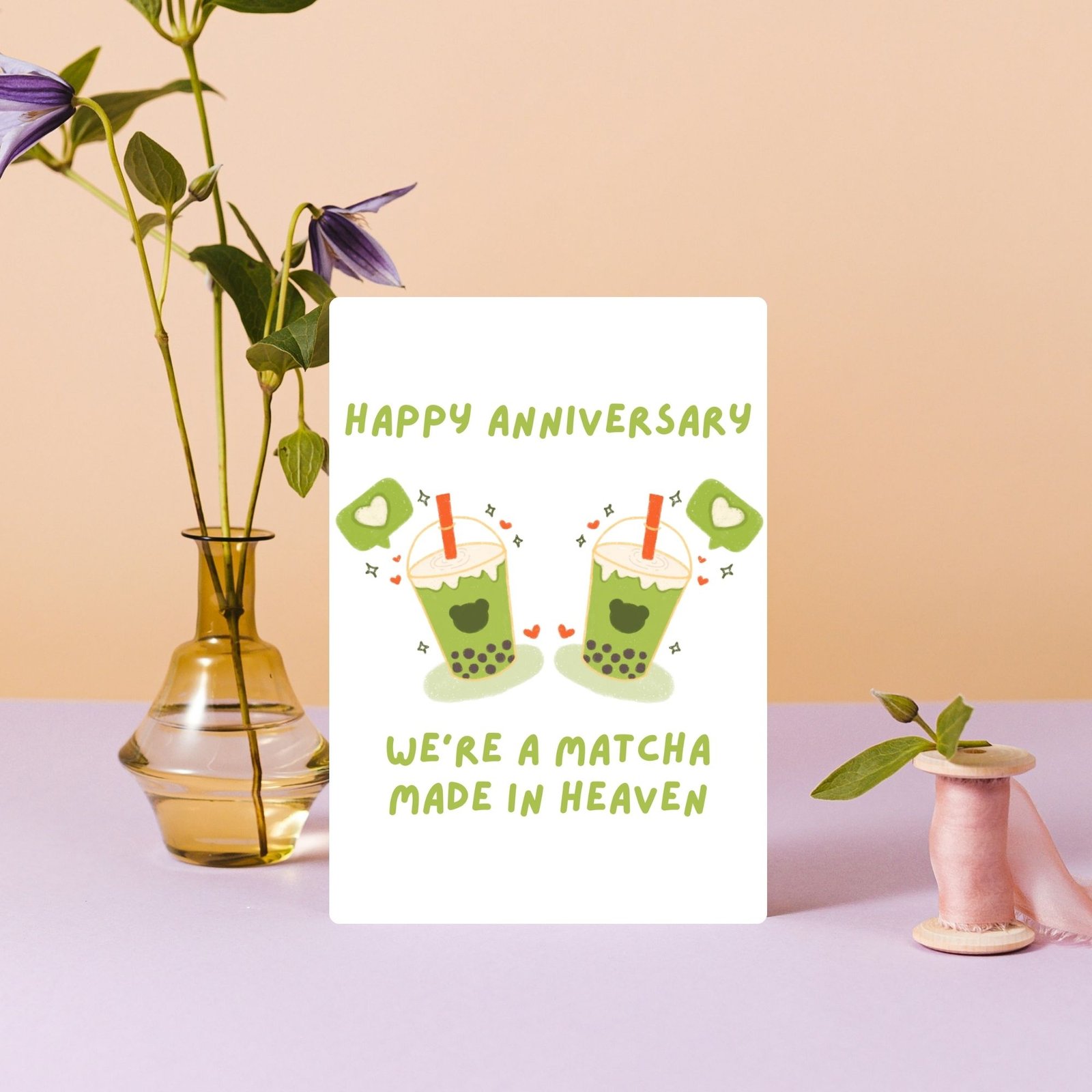 Happy Anniversary Card- We’re A Matcha Made in Heaven - Image 3