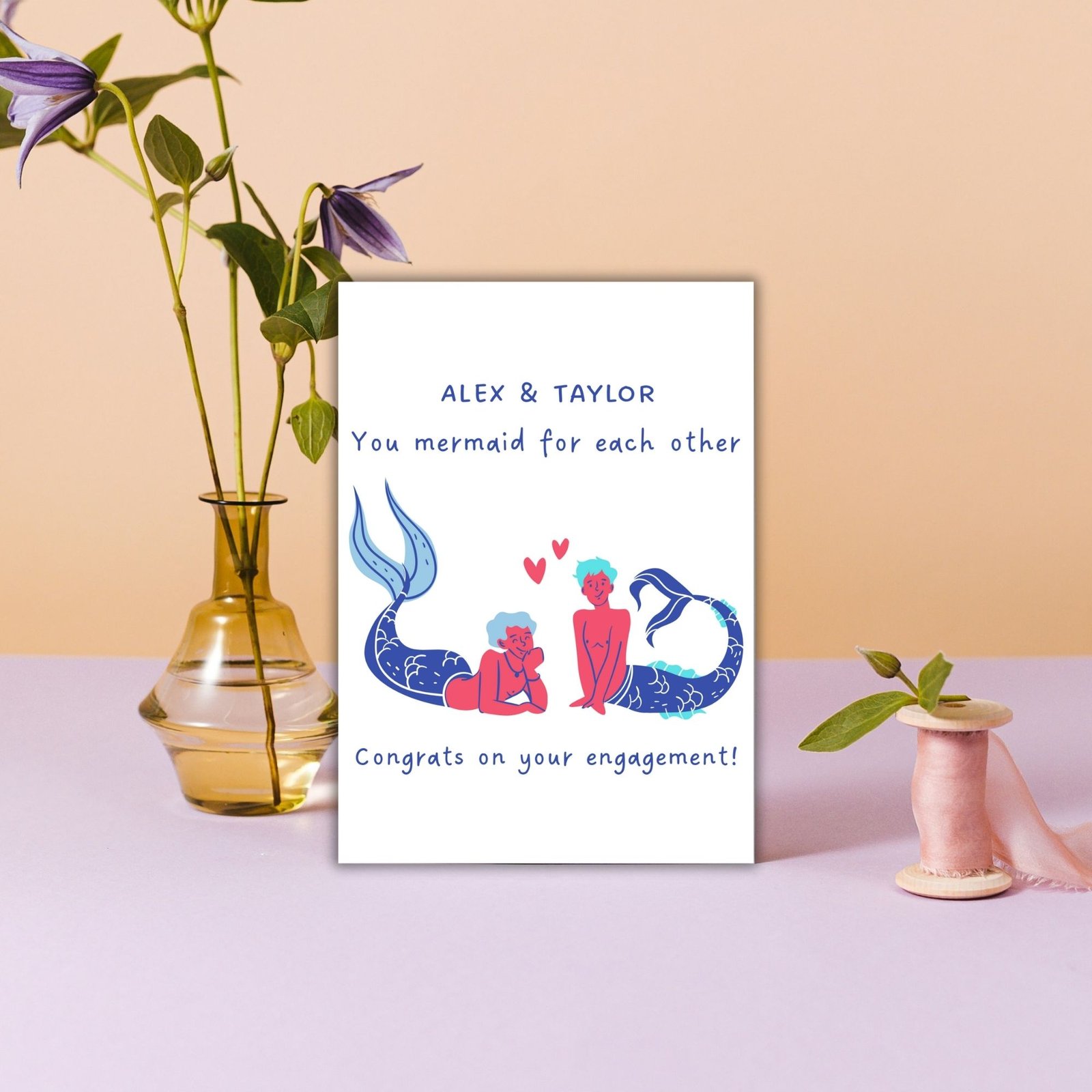 You Mermaid For Each Other – Engagement Card for Two Grooms - Image 4