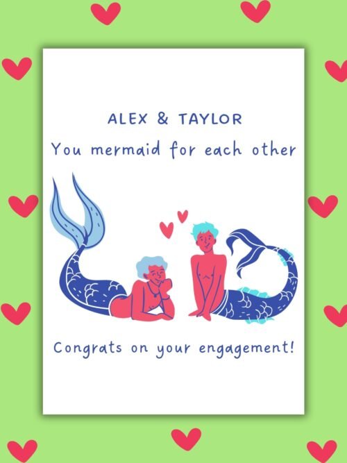 Mermaid men You Mermaid For Each Other – Engagement Card for Two Grooms