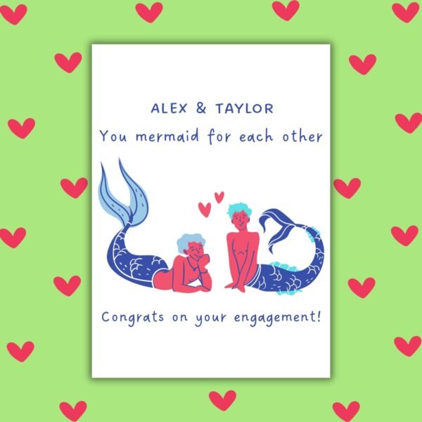 Mermaid men You Mermaid For Each Other – Engagement Card for Two Grooms