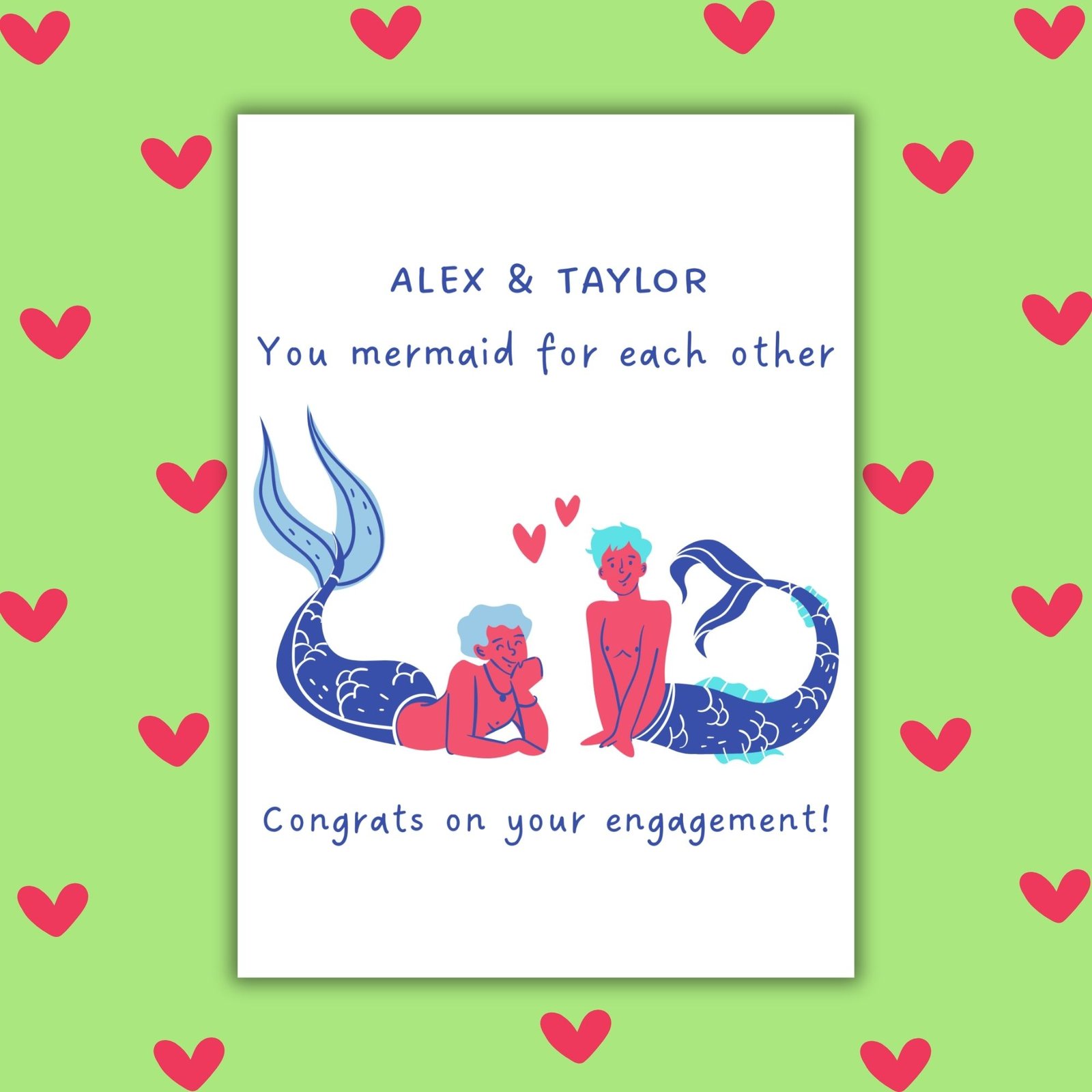 You Mermaid For Each Other – Engagement Card for Two Grooms
