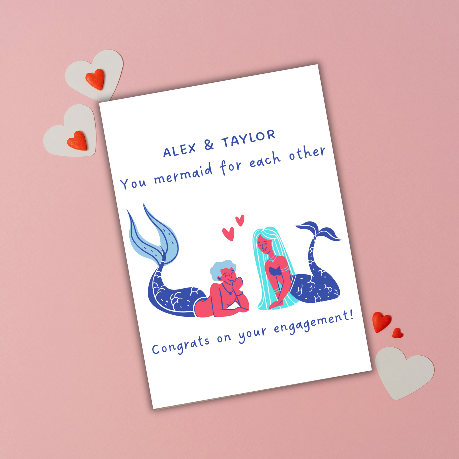You Mermaid For Each Other – Personalised Engagement Card for Couple - Image 2