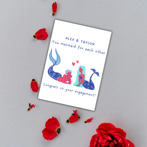 You Mermaid For Each Other – Personalised Engagement Card for Couple