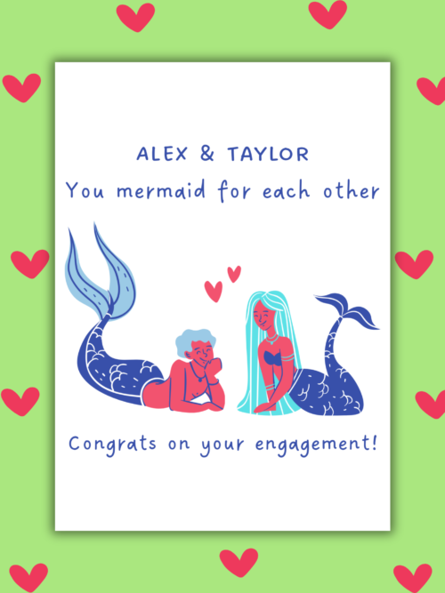 Mermaid mixed You Mermaid For Each Other – Personalised Engagement Card for Couple