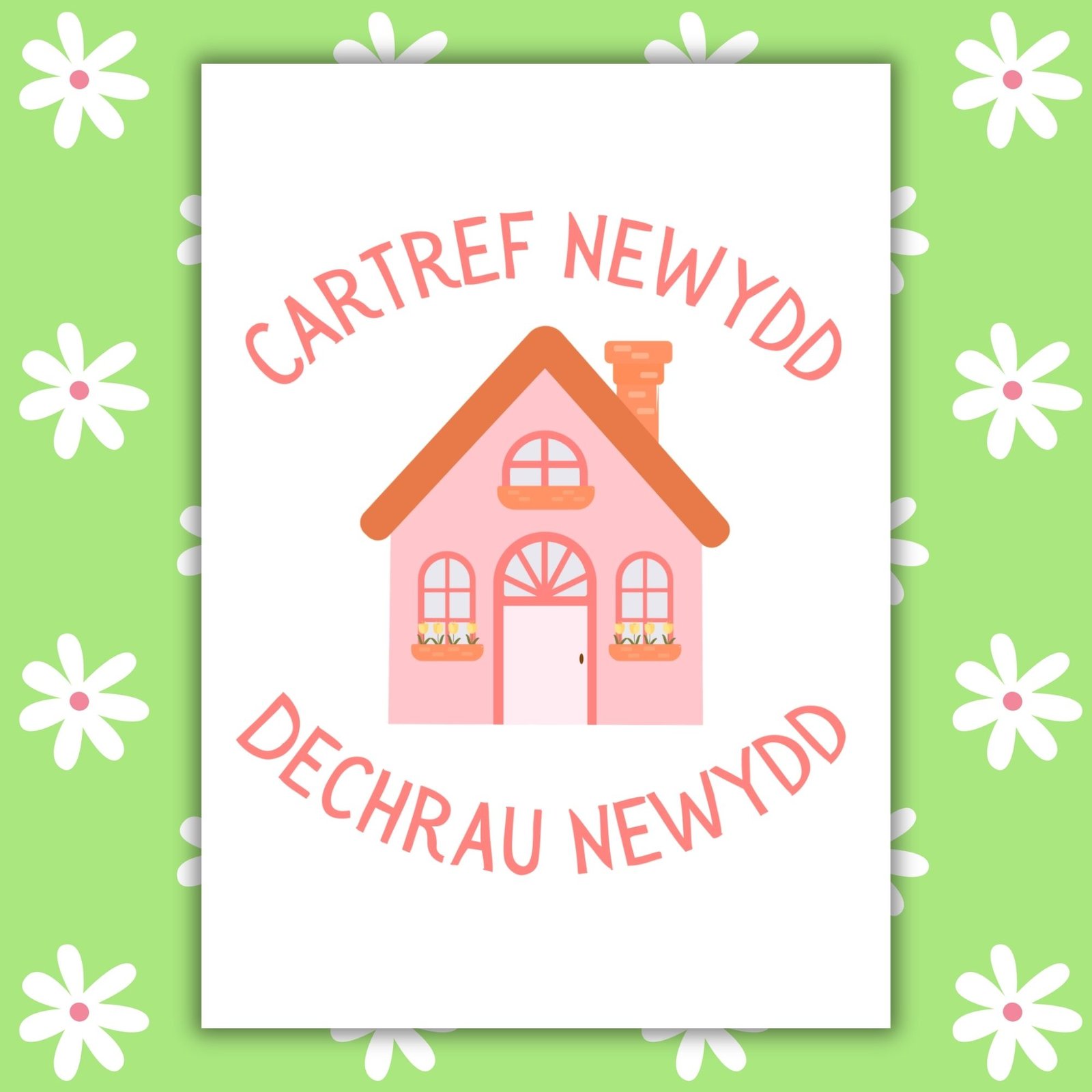 Welsh Language New Home Card โ Cartref Newydd, Dechrau Newydd