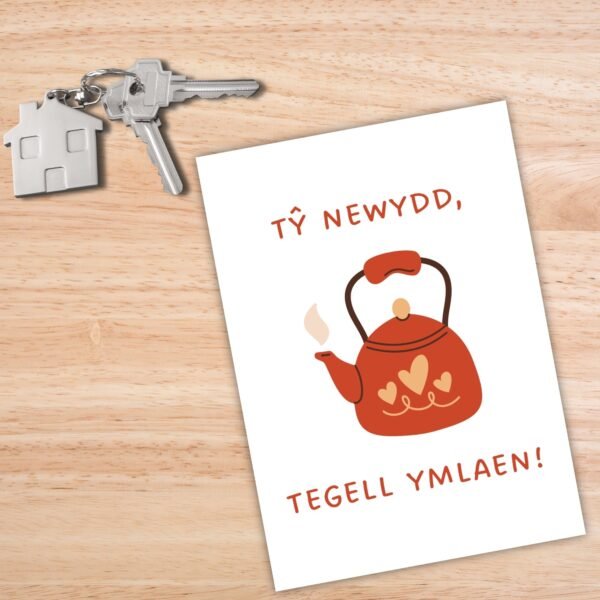 New house Welsh Tegell Card (1) Welsh Language Funny New Home Card – Tŷ Newydd, Tegell Ymlaen
