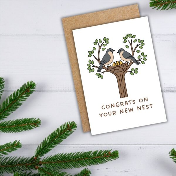 New nest family birds Card (2) New Home Card - Congrats On New Nest