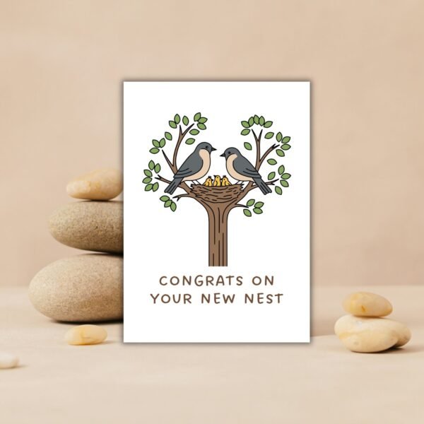 New nest family birds Card (3) New Home Card - Congrats On New Nest