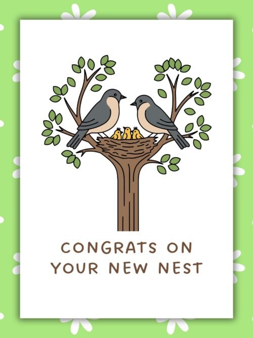 New nest family birds Card New Home Card - Congrats On New Nest