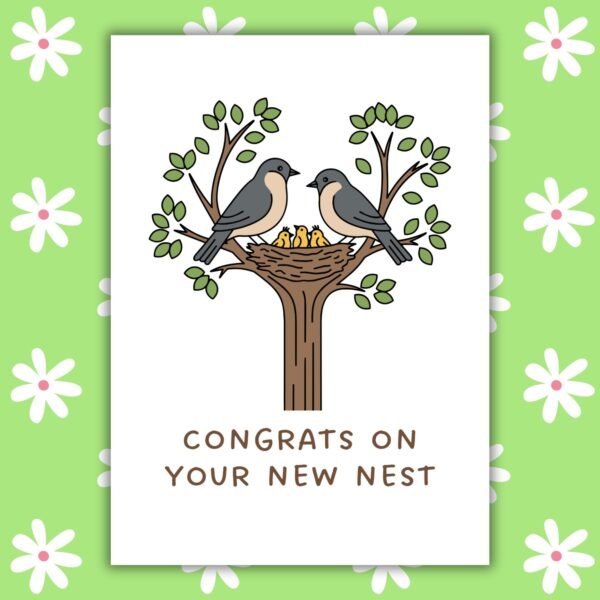 New nest family birds Card New Home Card - Congrats On New Nest