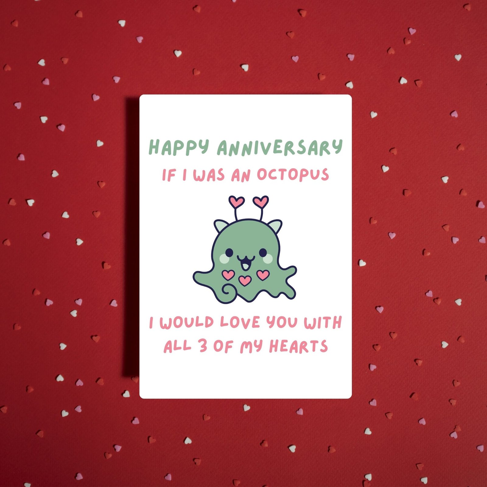 Happy Anniversary Card – Octopus Hearts - Image 2