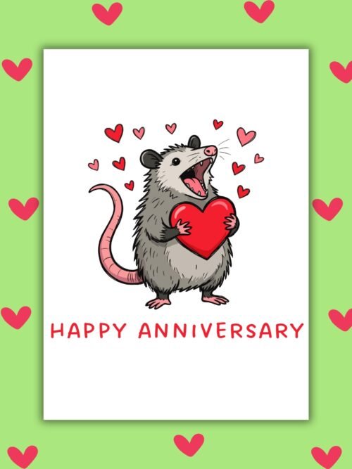 Opossum Anniversary Card Happy Anniversary Card – Opossum Design