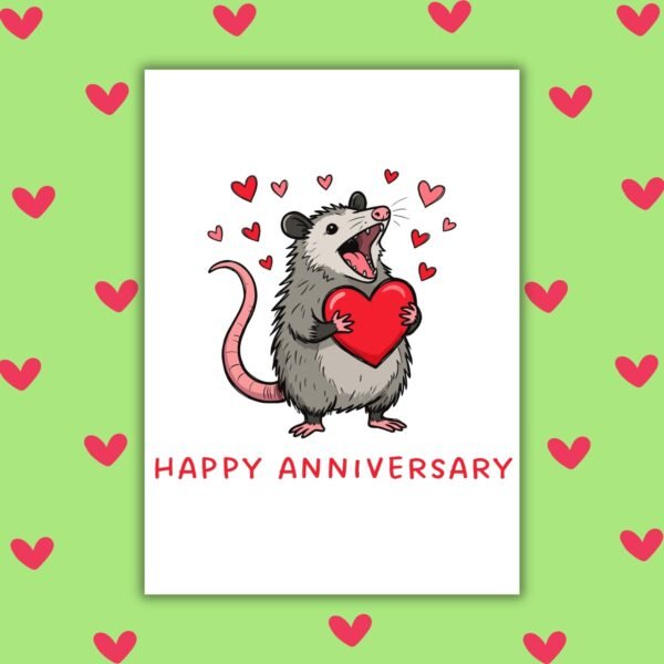 Opossum Anniversary Card Happy Anniversary Card – Opossum Design