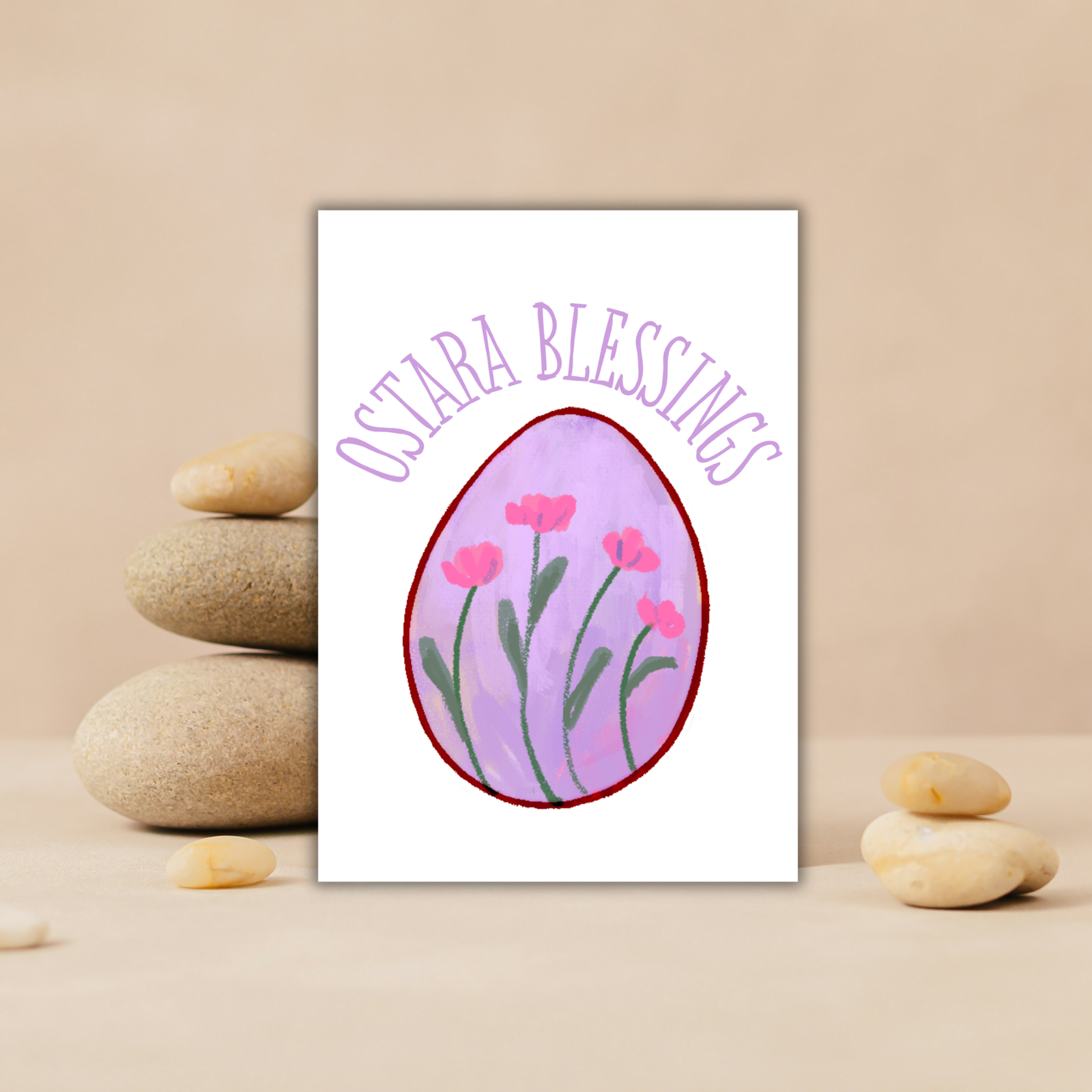 Ostara Blessings Greeting Card - Floral Egg Illustration - Image 4