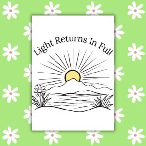 Ostara Card Light Returns in Full – Sunrise Sketch Illustration