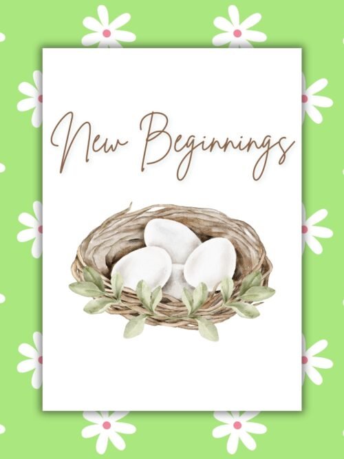 Ostara New Beginnings Eggs Card New Beginnings Ostara Card Eggs in a Nest Illustration