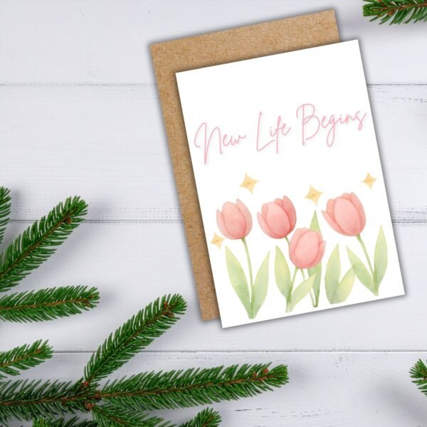 New Beginnings Ostara Card – Watercolour Crocus Illustration