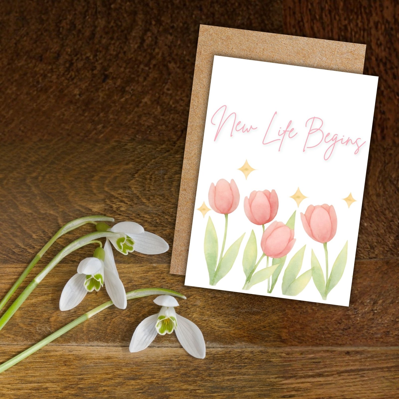Ostara Card New Life Begins – Tulip Illustration - Image 3