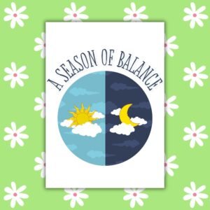 Ostara Card Season of Balance – Spring Equinox Sun & Moon Design