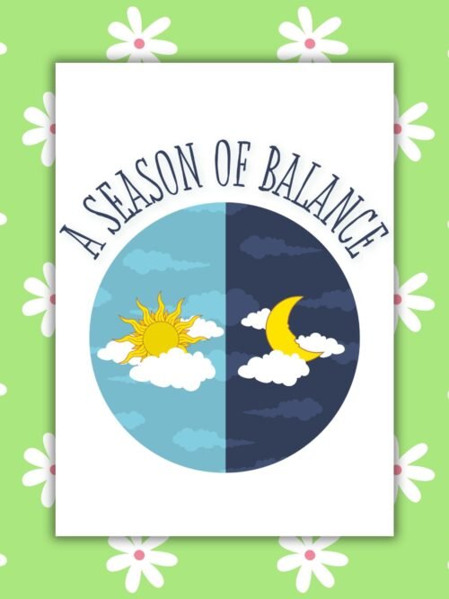 Ostara Season Of Balance Card Ostara Card Season of Balance β Spring Equinox Sun & Moon Design