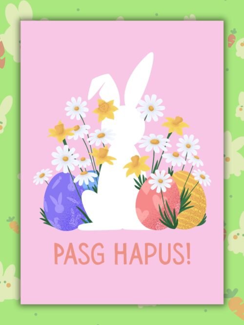 Pasg Hapus Bunny Easter Pasg Hapus β Welsh Language Easter Bunny Card