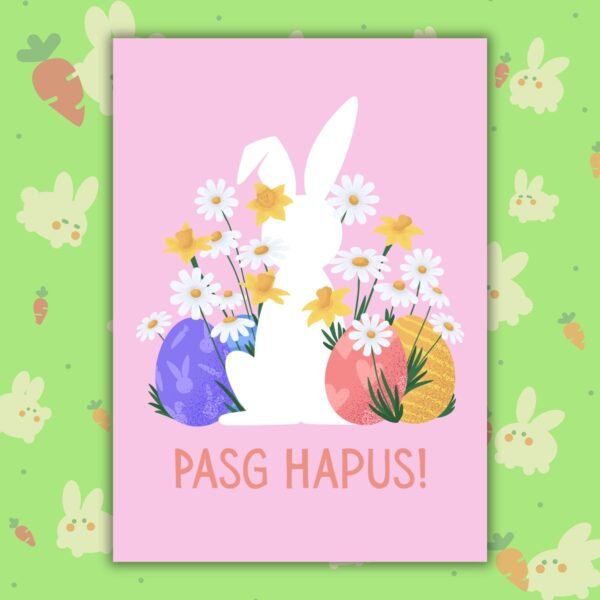 Pasg Hapus Bunny Easter Pasg Hapus β Welsh Language Easter Bunny Card