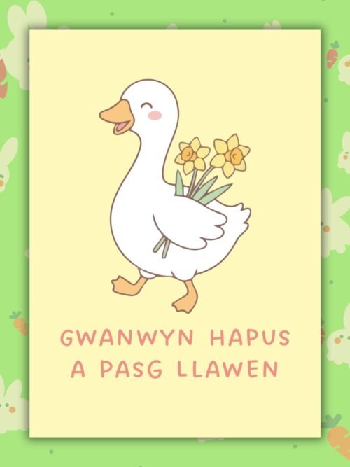 Pasg Hapus Spring Easter Gwanwyn Hapus a Pasg Llawen β Welsh Language Easter Card
