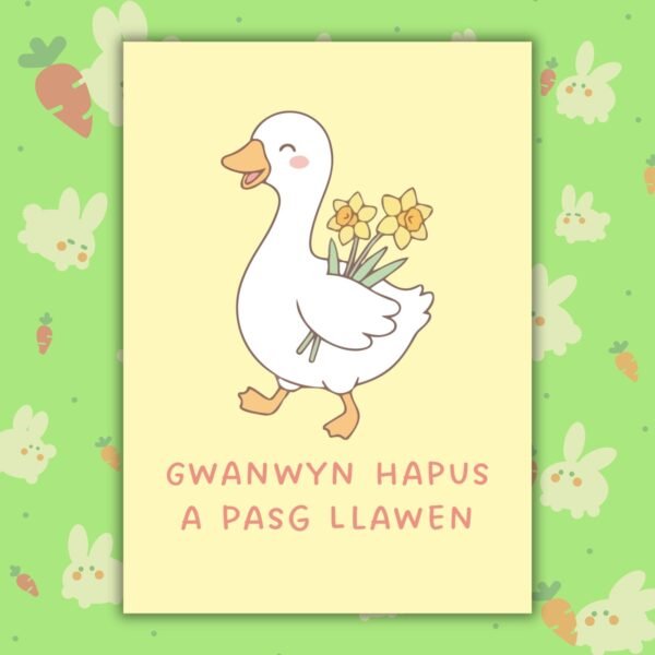 Pasg Hapus Spring Easter Gwanwyn Hapus a Pasg Llawen β Welsh Language Easter Card