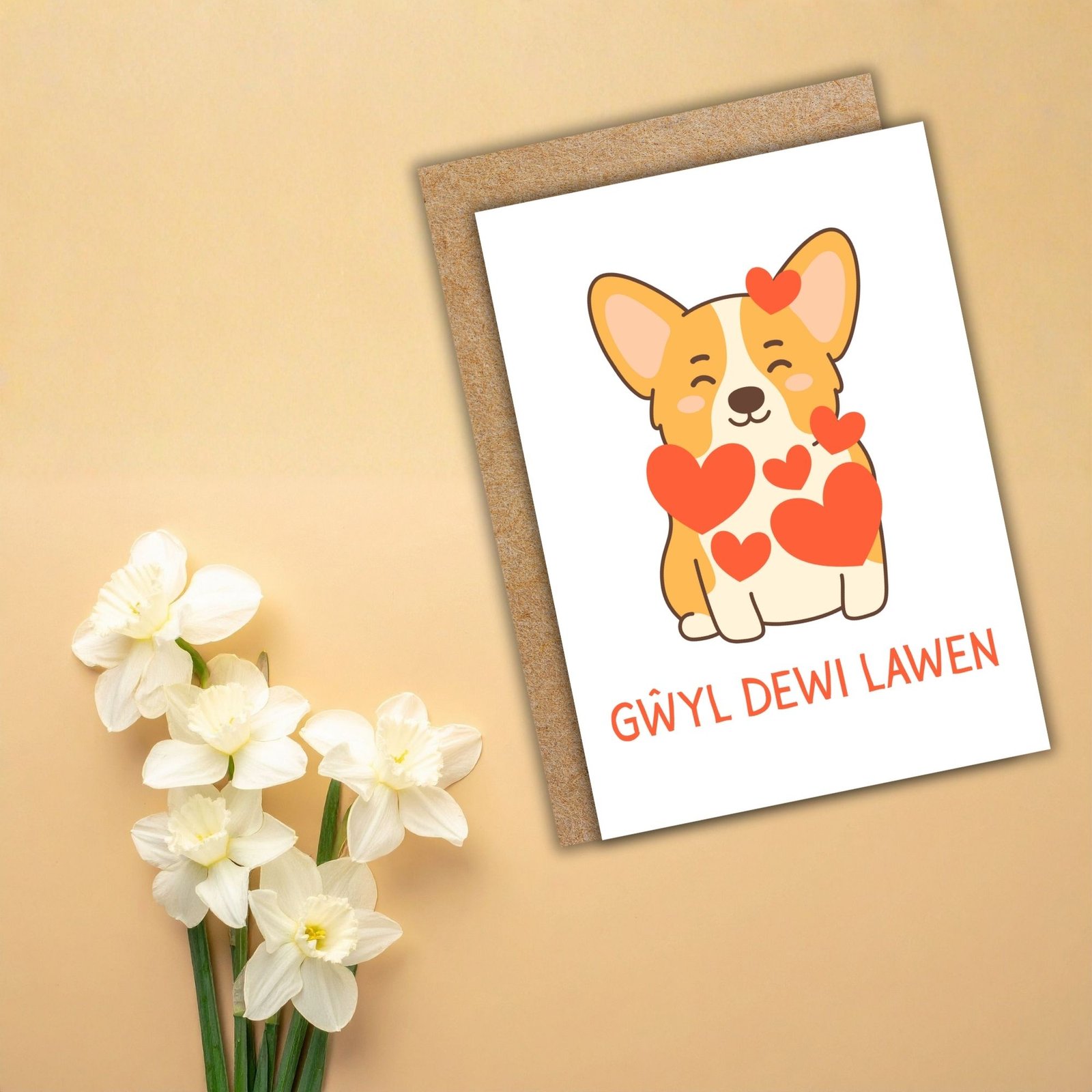 Gŵyl Dewi Lawen – Corgi St David’s Day Card - Image 2