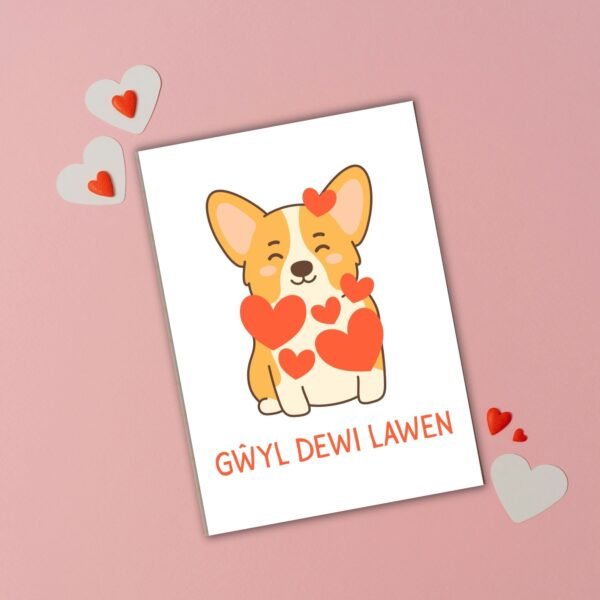 SDD Corgi (2) Gŵyl Dewi Lawen – Corgi St David’s Day Card