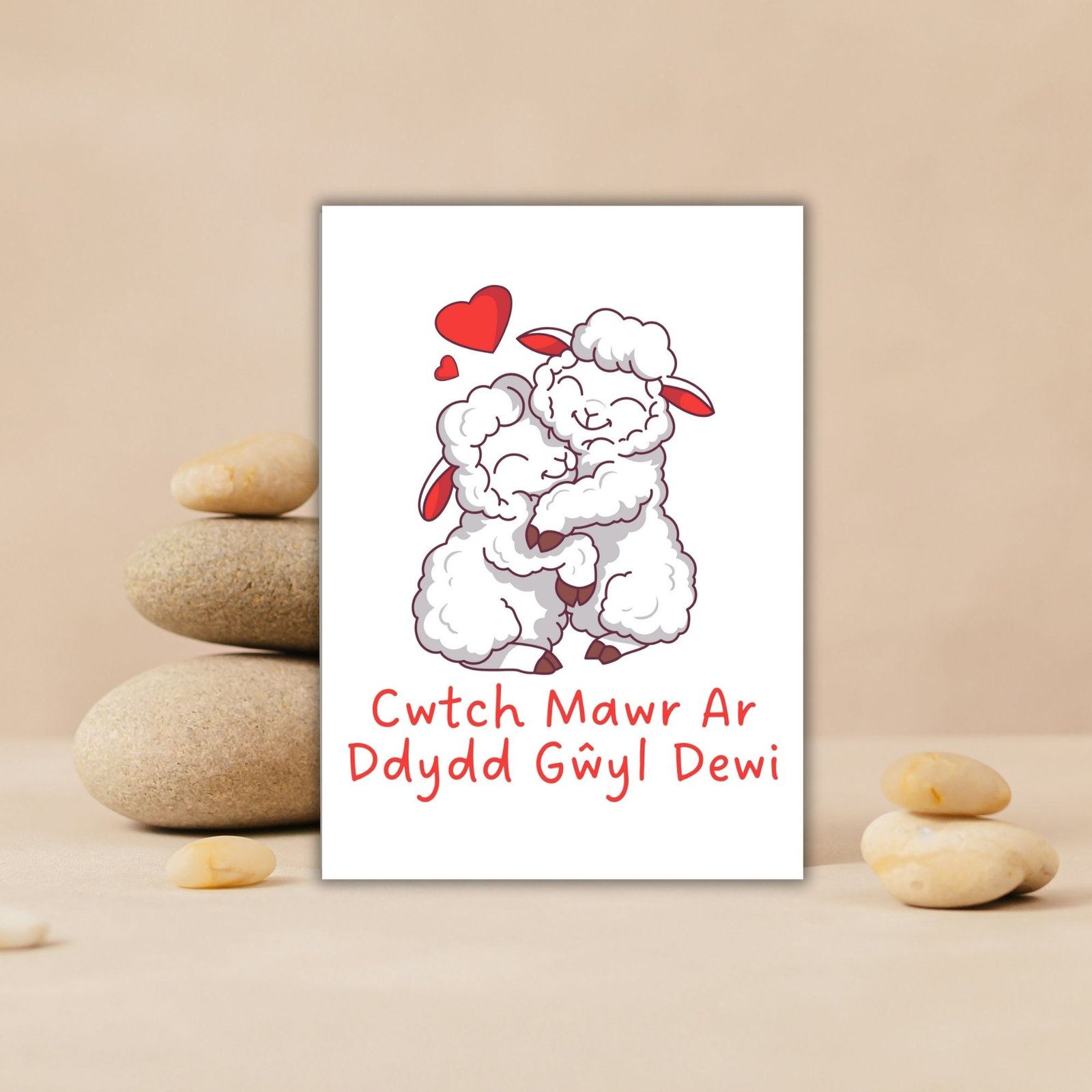 Cwtch Mawr Ar Ddydd Gŵyl Dewi – Cuddling Sheep St David’s Day Card - Image 5
