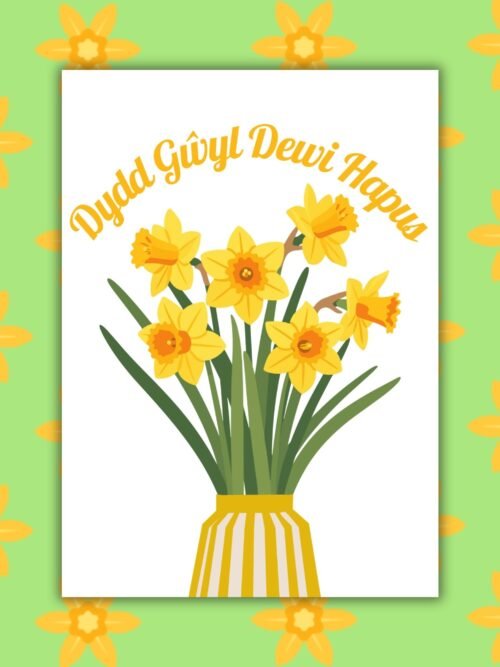 SDD Daffodil (5) Dydd GΕ΅yl Dewi Hapus β St Davidβs Day Welsh Daffodil Card