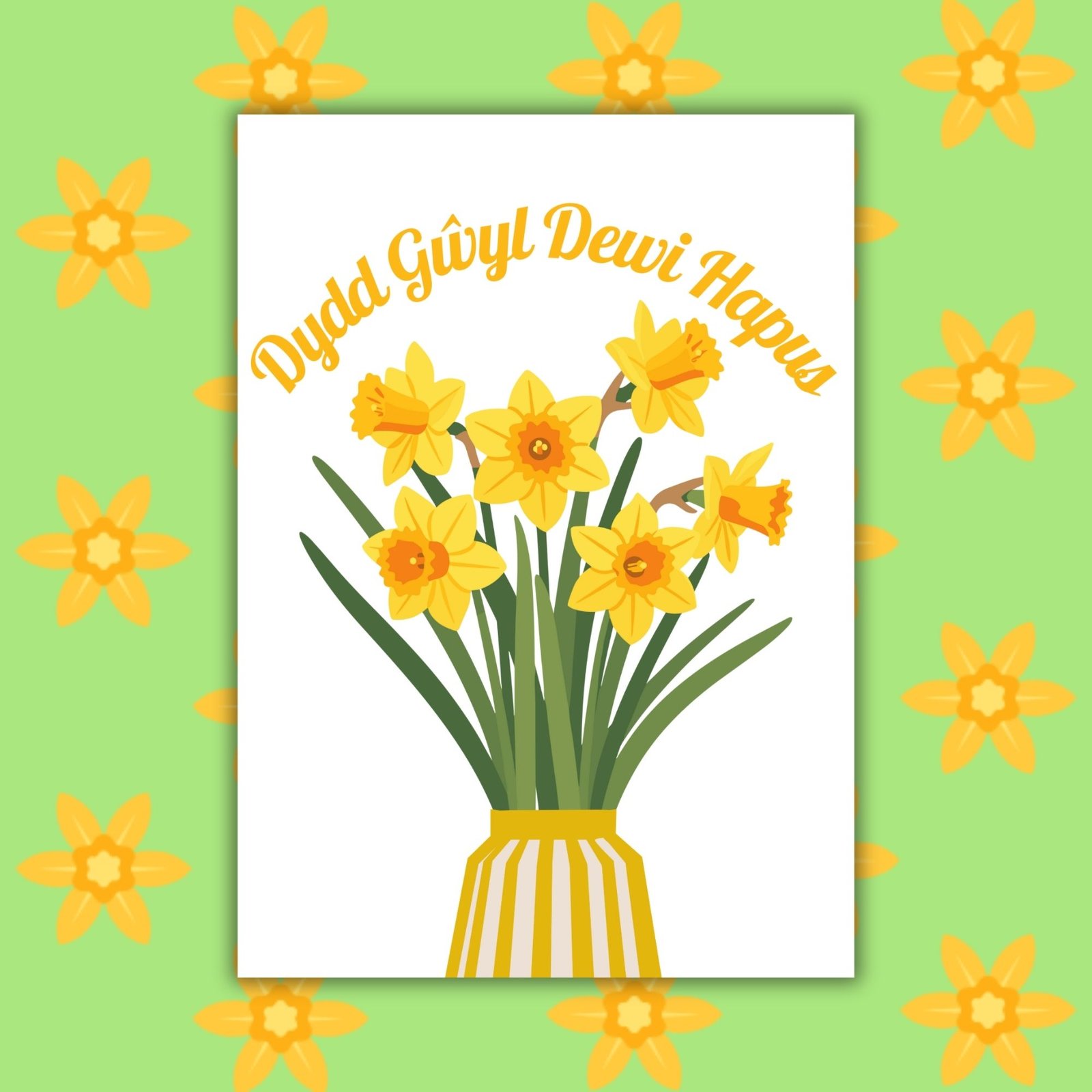 Dydd Gŵyl Dewi Hapus – St David’s Day Welsh Daffodil Card