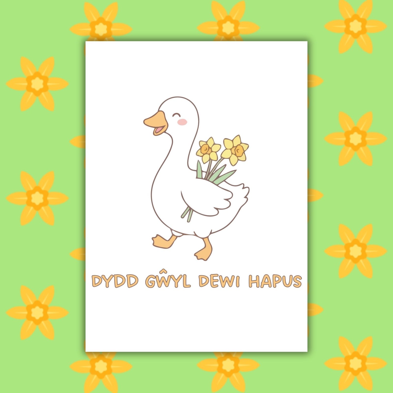Dydd Gŵyl Dewi Hapus – Cute Duck St David’s Day Card