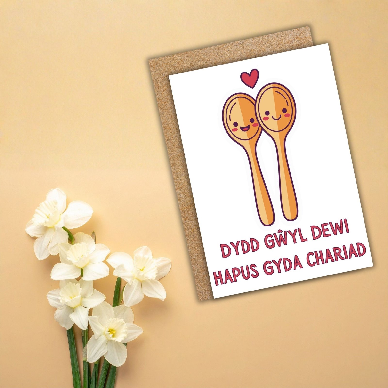 Dydd Gŵyl Dewi Hapus Gyda Chariad – Welsh Love Spoon St David’s Day Card - Image 2