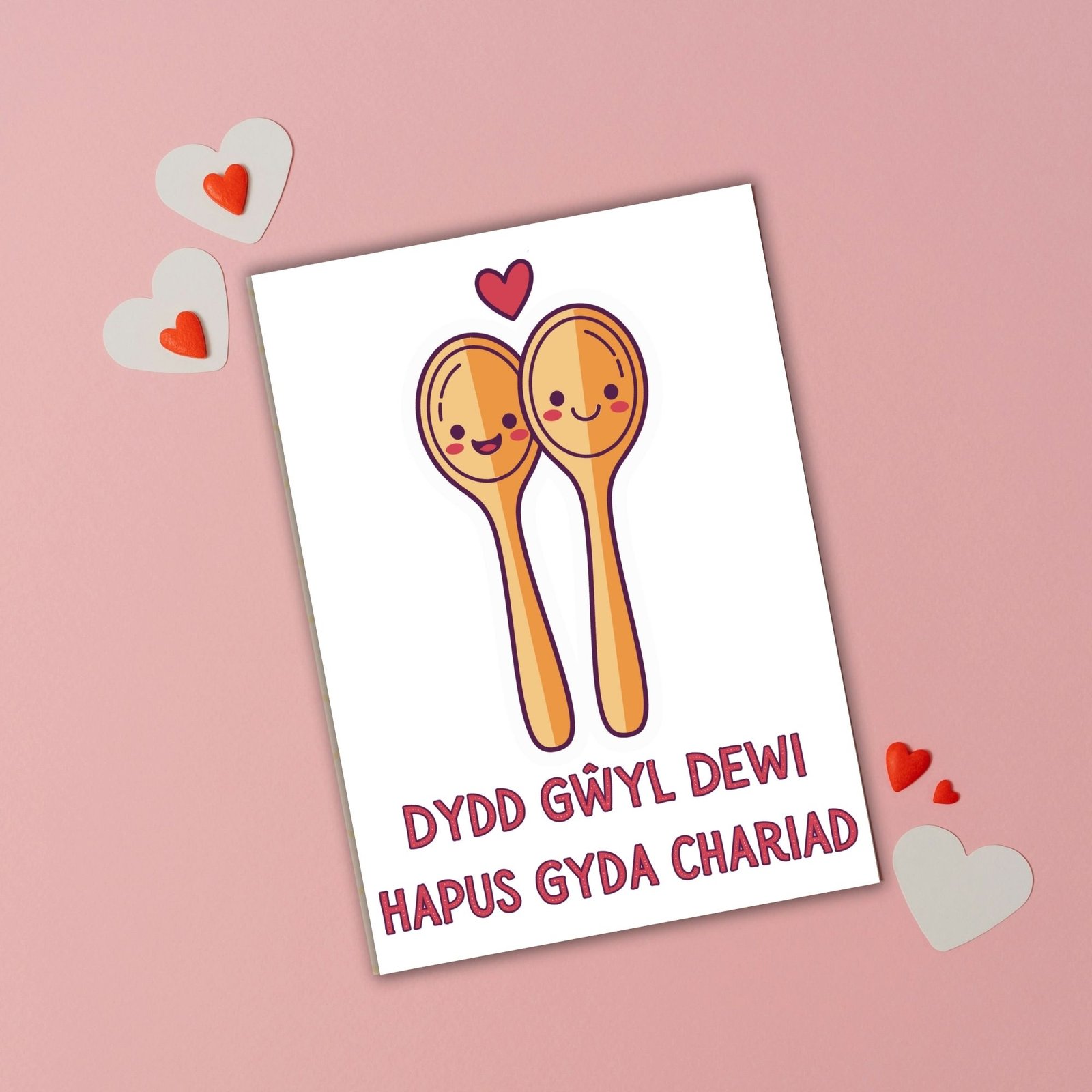 Dydd Gŵyl Dewi Hapus Gyda Chariad – Welsh Love Spoon St David’s Day Card - Image 3