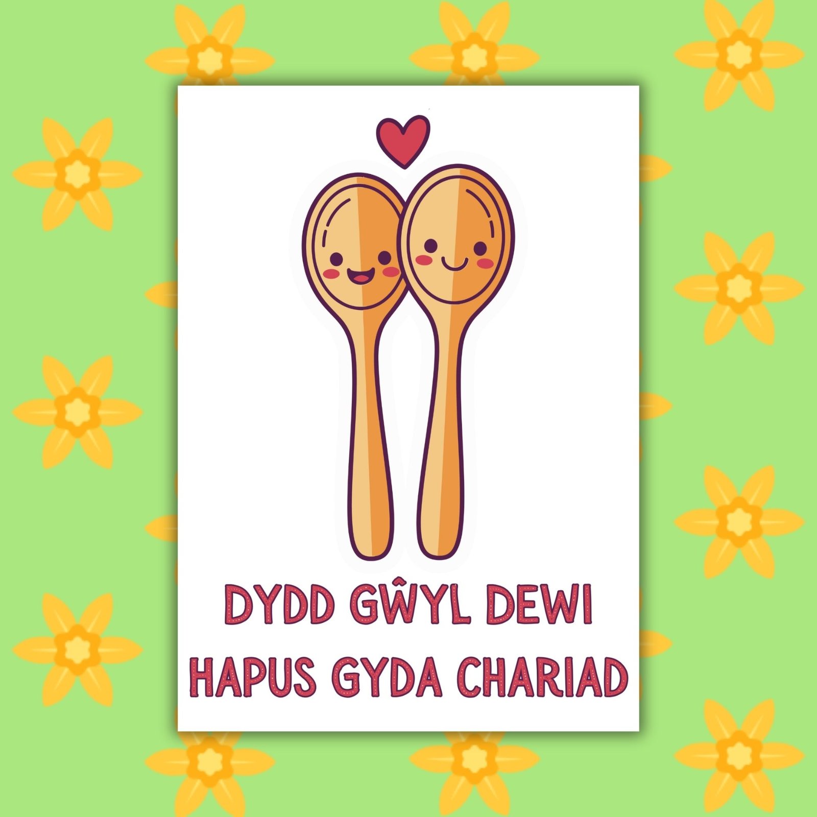 Dydd Gŵyl Dewi Hapus Gyda Chariad – Welsh Love Spoon St David’s Day Card