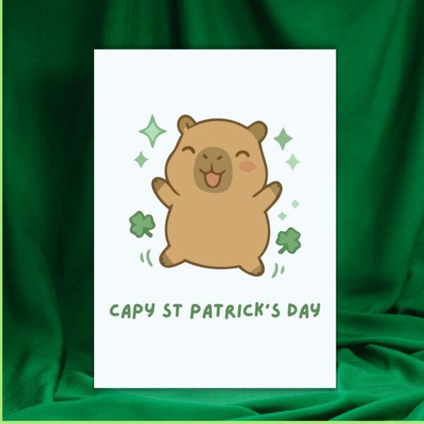 Capy St Patrick’s Day – Funny St Patrick’s Day Card | Capybara & Shamrocks