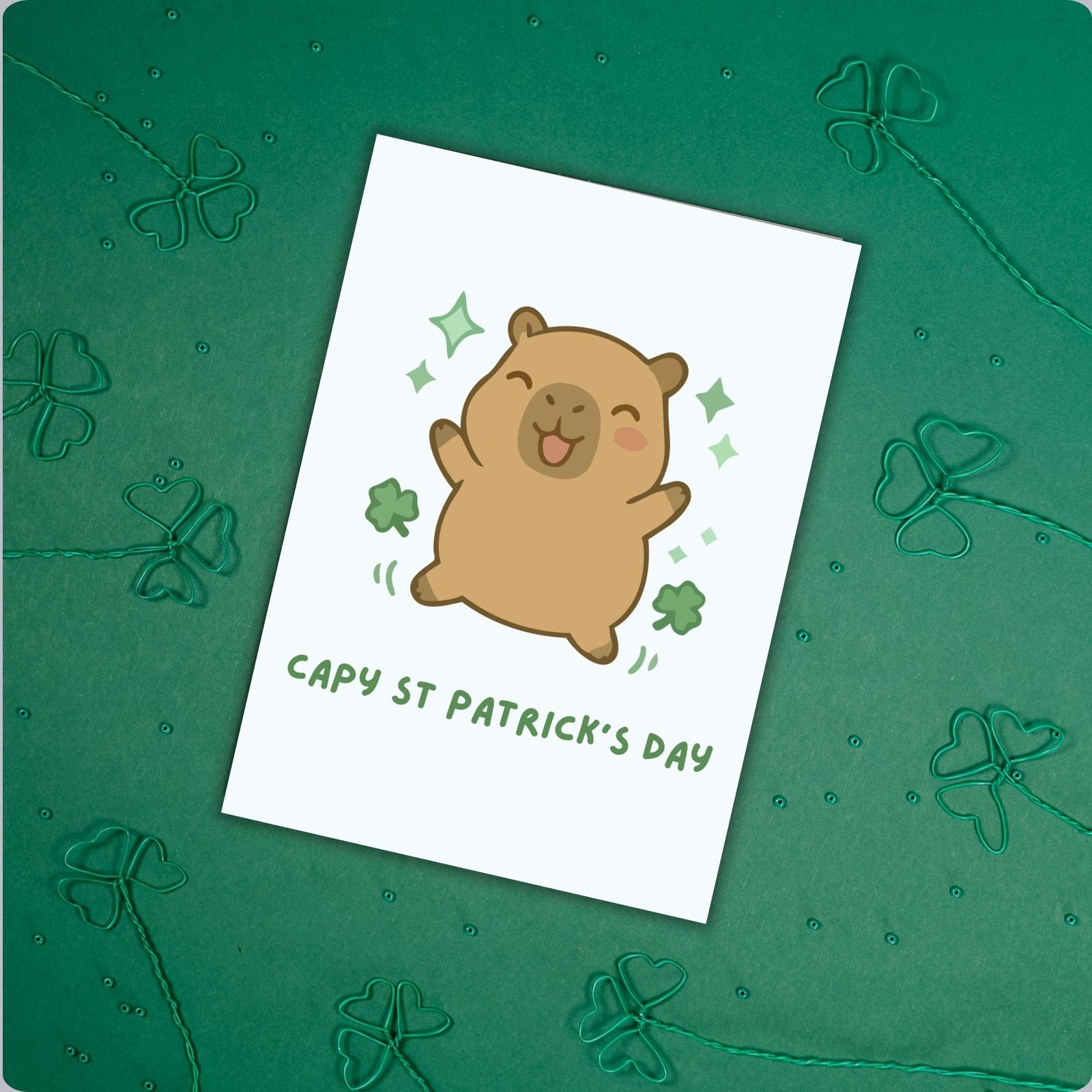 Capy St Patrick’s Day – Funny St Patrick’s Day Card | Capybara & Shamrocks - Image 3
