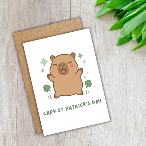Capy St Patrick’s Day – Funny St Patrick’s Day Card | Capybara & Shamrocks