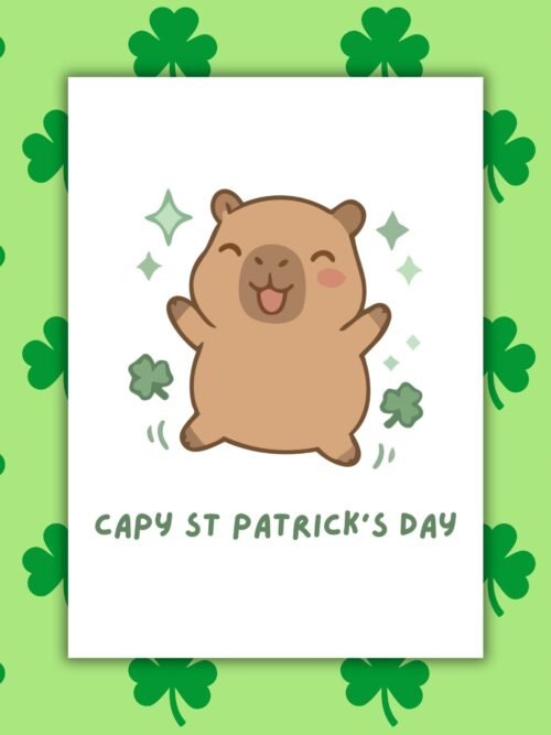 SPD Capy Capy St Patrickβs Day β Funny St Patrickβs Day Card | Capybara & Shamrocks