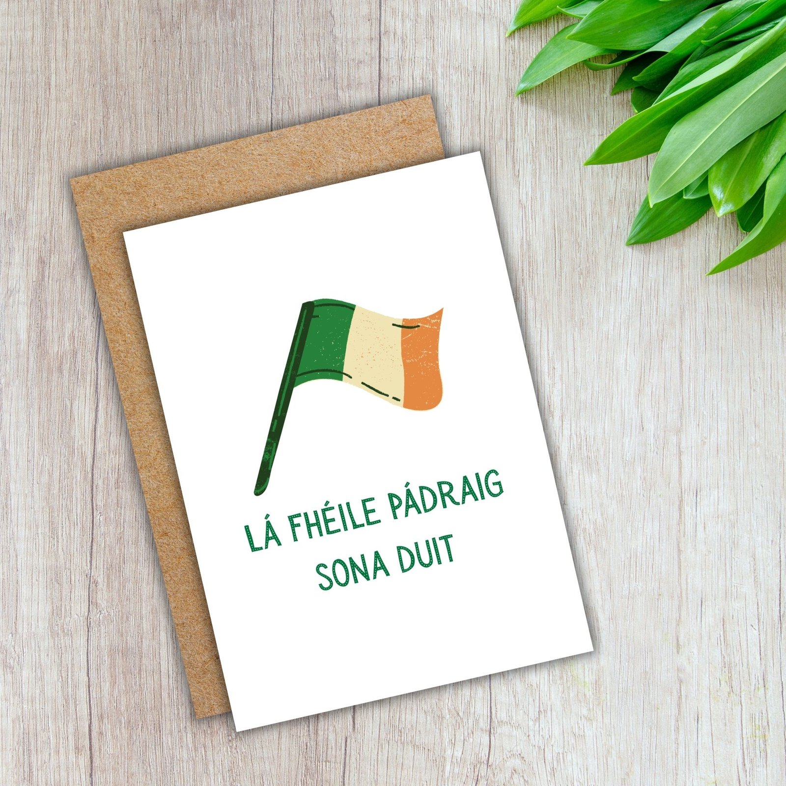Lá Fhéile Pádraig sona duit – Irish Language St Patrick’s Day Card | Irish Flag Design - Image 4