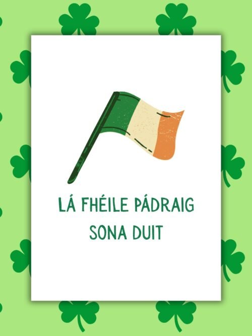 SPD Flag LΓ‘ FhΓ©ile PΓ‘draig sona duit β Irish Language St Patrickβs Day Card | Irish Flag Design
